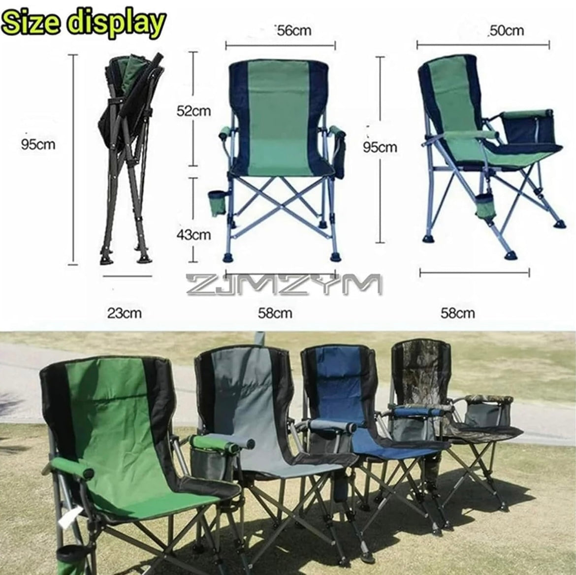 heavy-duty folding camping chair water proof with built in cup holder and storage bag