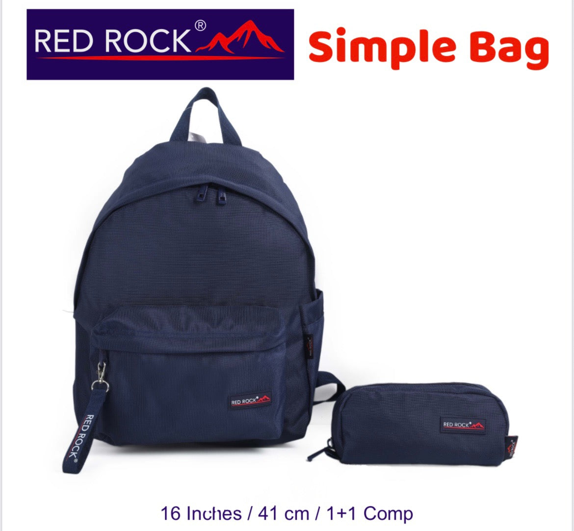 Red rock backpack+pencil case simple bag
