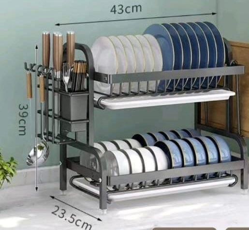 Grey Kitchen Dish Drying Rack 43x23.5x39 cm