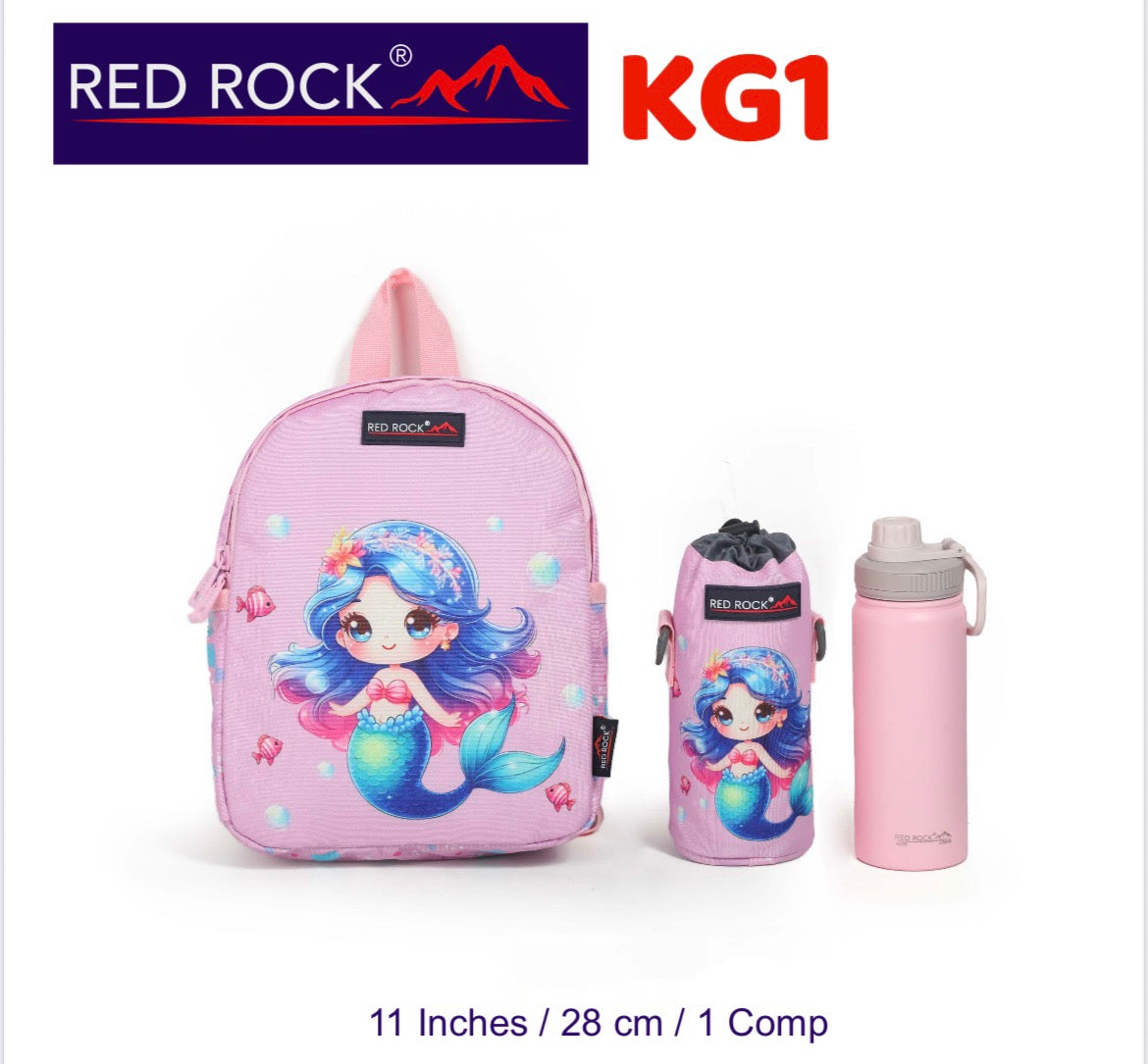 Red rock backpack +bottle holder good for kids 3-4 years old or KG1