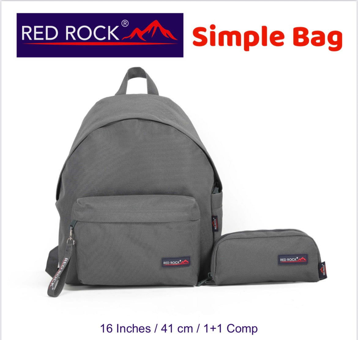 Red rock backpack+pencil case simple bag