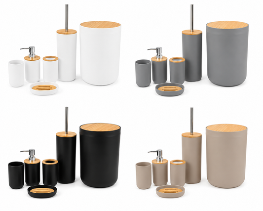 5-Piece Bathroom Accessories Collection in 4 colors White,Grey,Black,Dark Beige