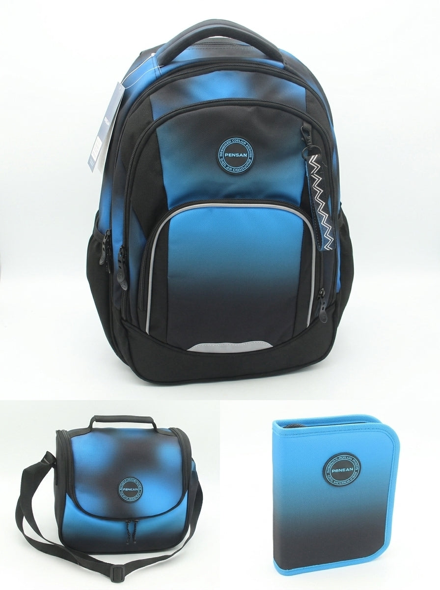 BLUE 3 layers PENSAN school backpack, Pencil case + FREE LUNCH BAG AND FREE DELIVERY