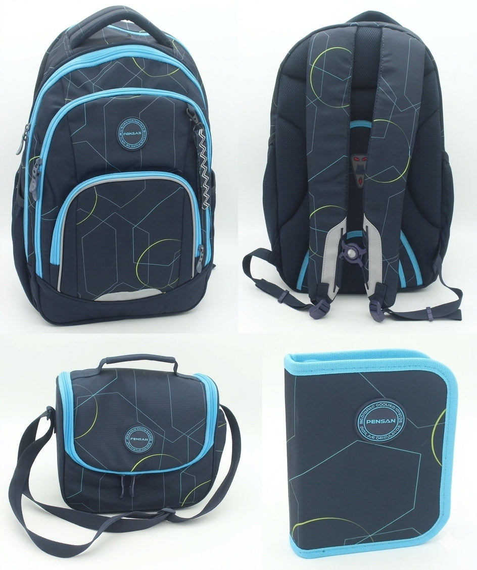 SKY BLUE 3 layers PENSAN school backpack, Pencil case + FREE LUNCH BAG AND FREE DELIVERY