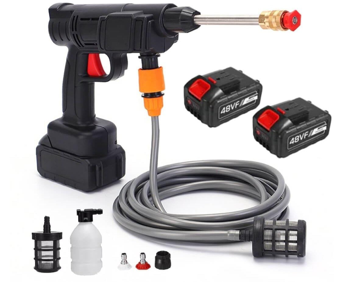 48 V Portable, cordless high-pressure washer gun