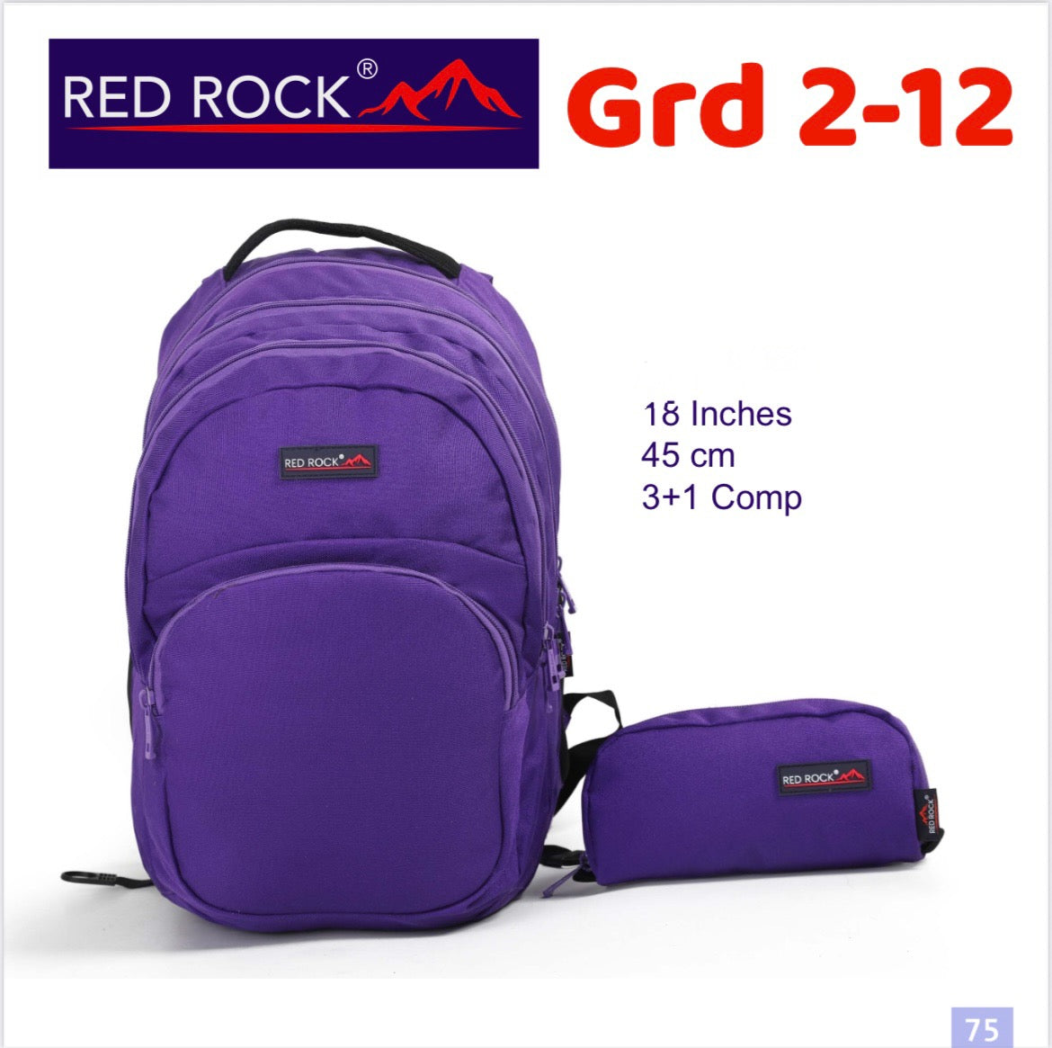 Red Rock backpack + Pencil case Grd2-12
