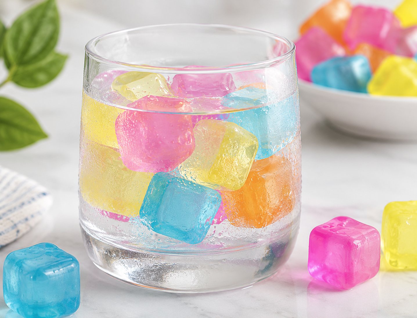 reusable, non-toxic multicolor square ice cubes 20 pcs/pack
