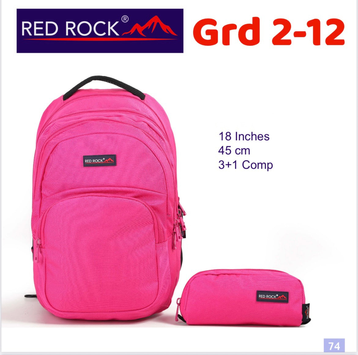 Red Rock backpack + Pencil case Grd2-12