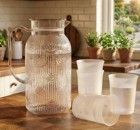 Cascade Ripple 2200ml Pitcher Set with 4 cups
