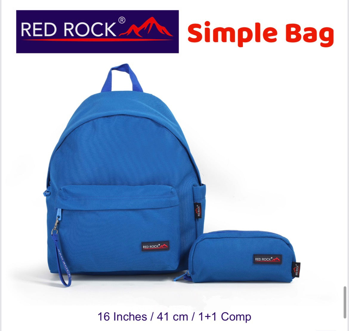 Red rock backpack+pencil case simple bag