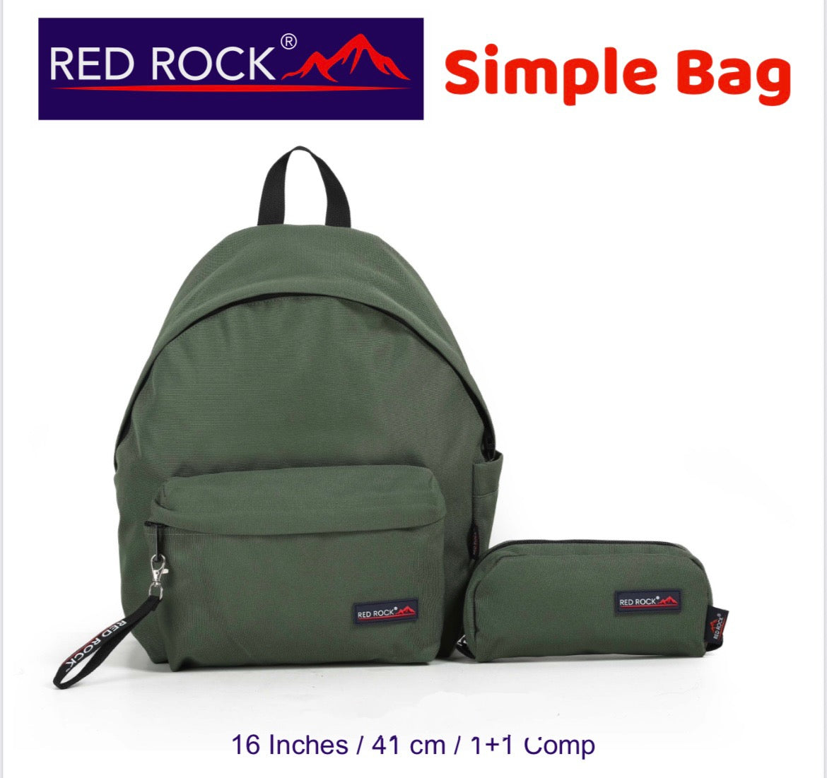 Red rock backpack+pencil case simple bag