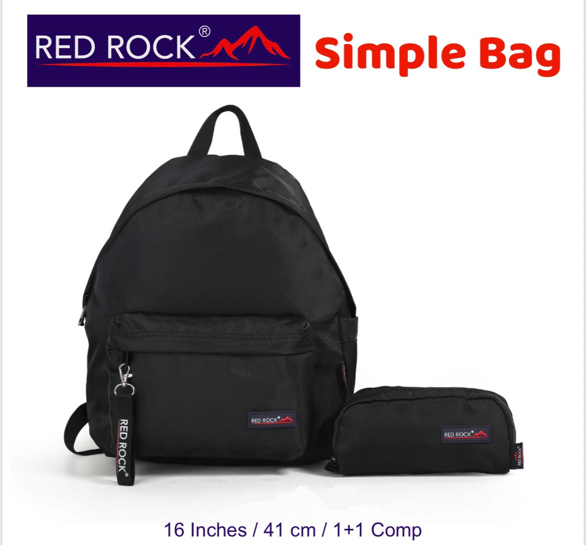 Red rock backpack+pencil case simple bag