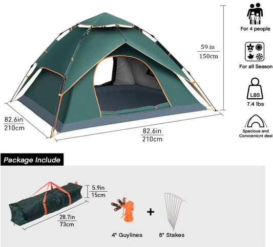 Automatic setup double layered Camping tent 2x2 meters (2-3 people)