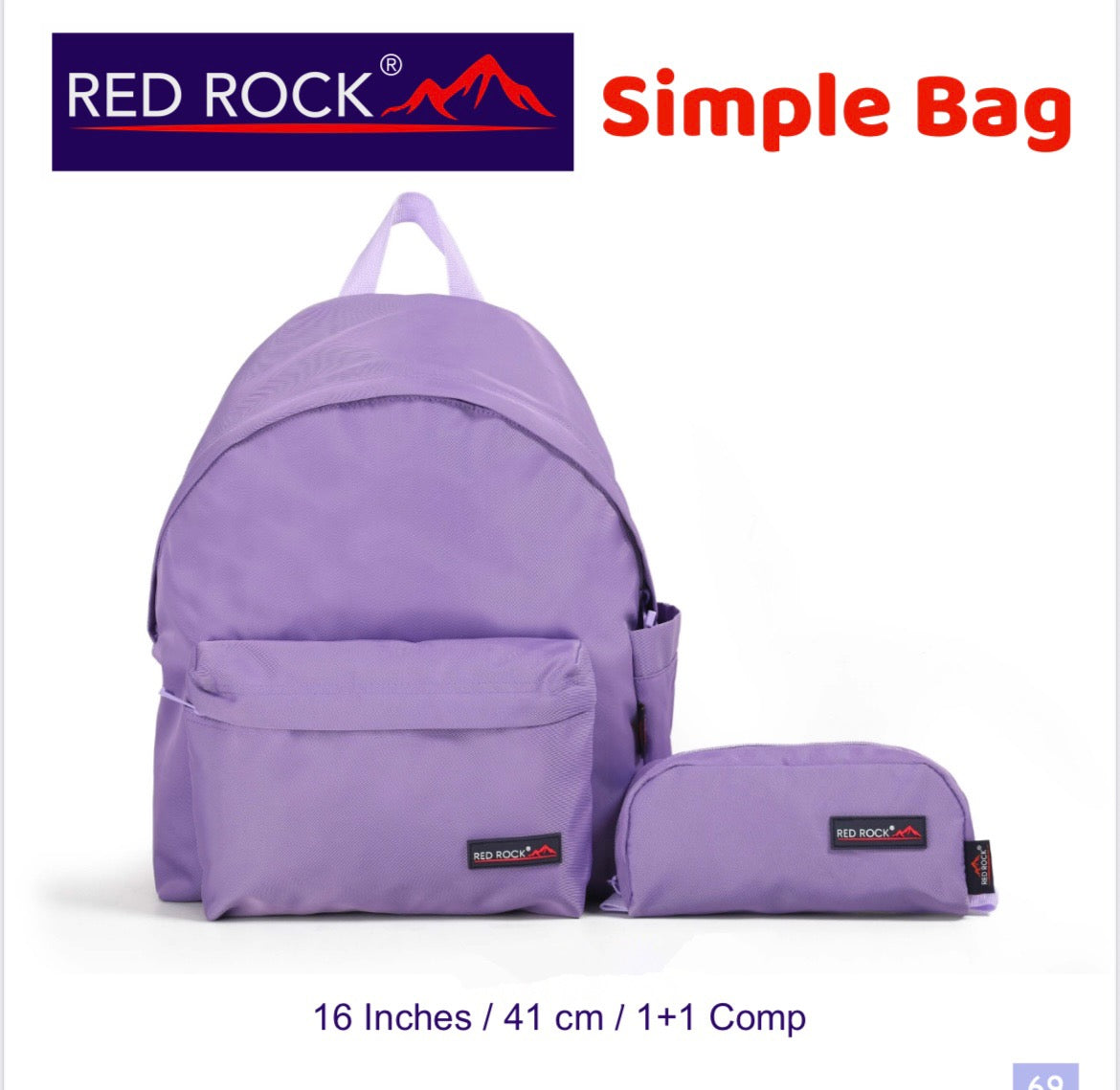 Red rock backpack+pencil case simple bag