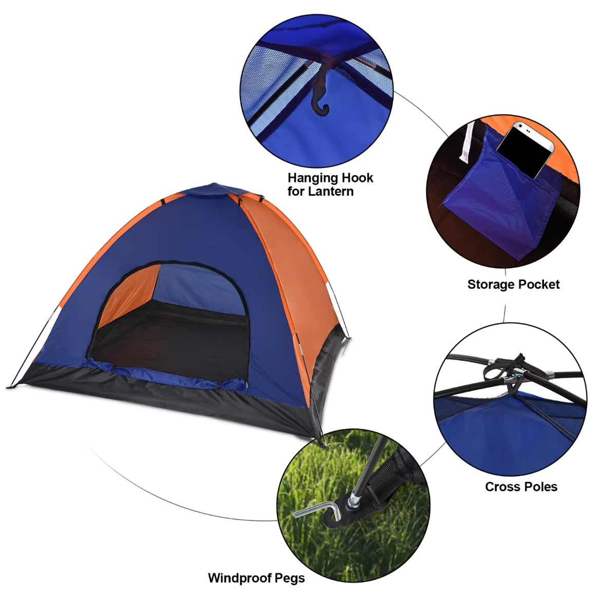Camping tent 2x2 meters (2-3 people)