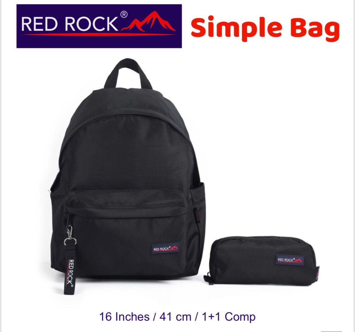 Red rock backpack+pencil case simple bag