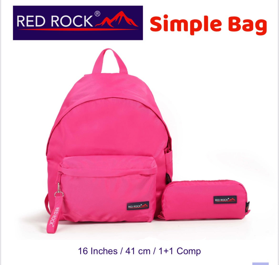 Red rock backpack+pencil case simple bag