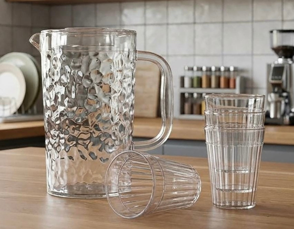 Artisan Hammered 2200ml Pitcher set with 4 cups