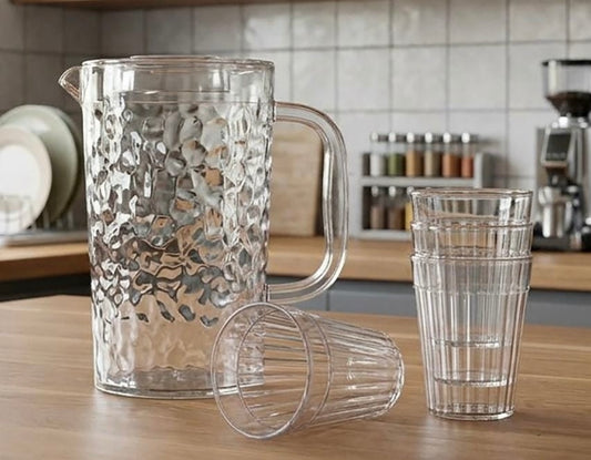 Artisan Hammered 2200ml Pitcher set with 4 cups