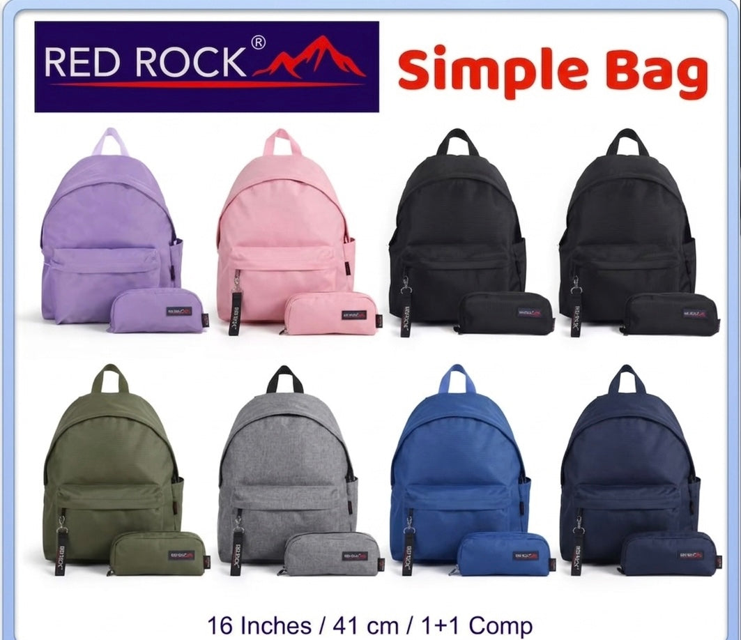 Red rock backpack+pencil case simple bag