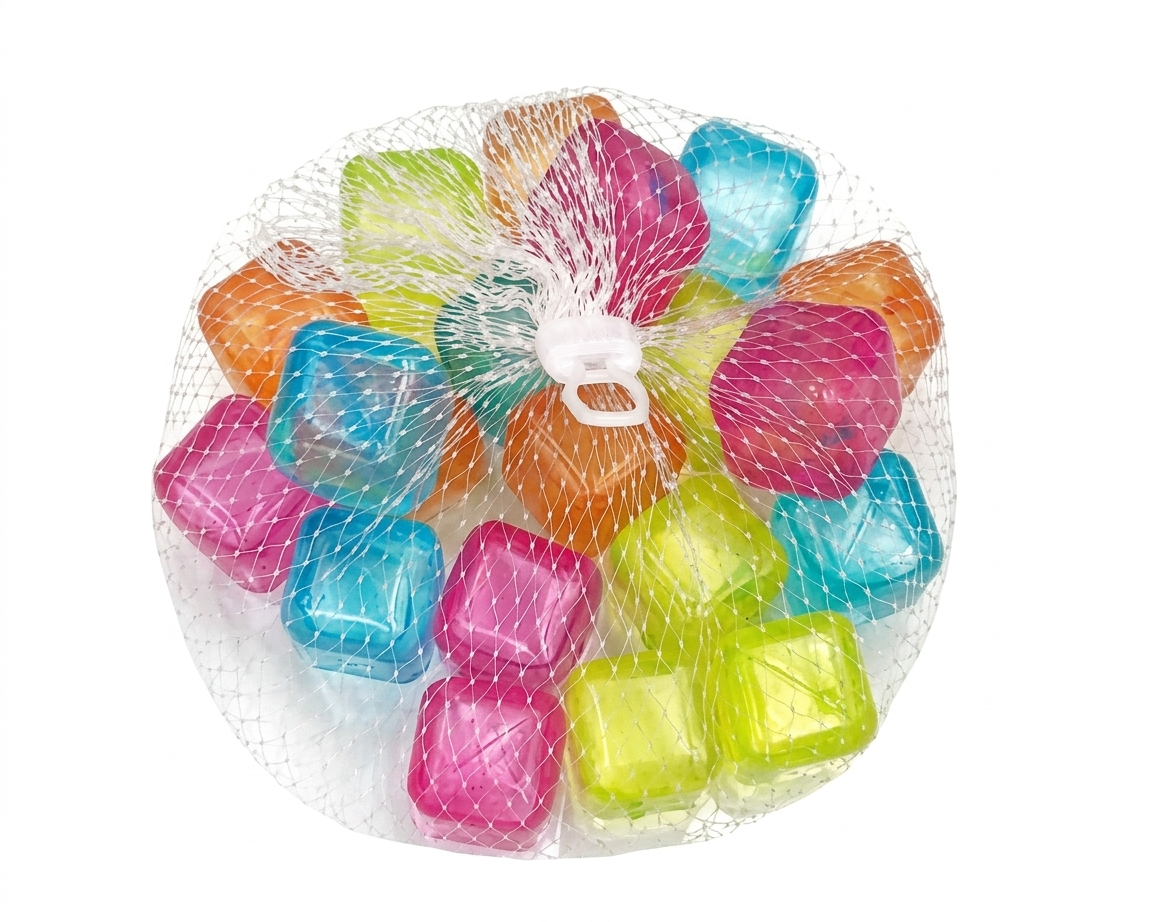 reusable, non-toxic multicolor square ice cubes 20 pcs/pack