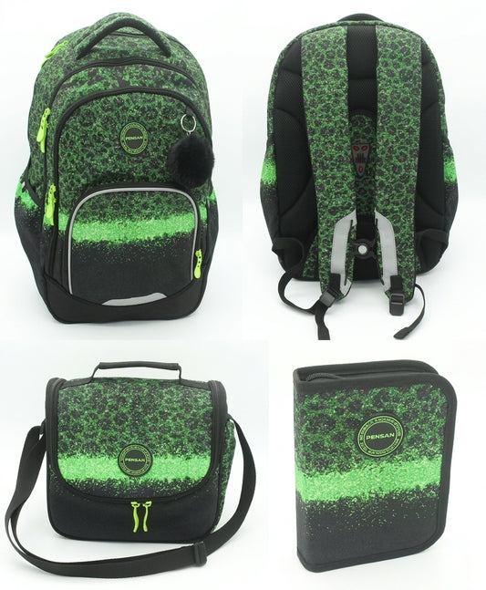 GREEN3 layers PENSAN school backpack, Pencil case + FREE LUNCH BAG AND FREE DELIVERY