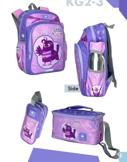 Bentley backpack,Pencil case and lunch bag  Little Bird design good for kids 4-6 years old KG2-3