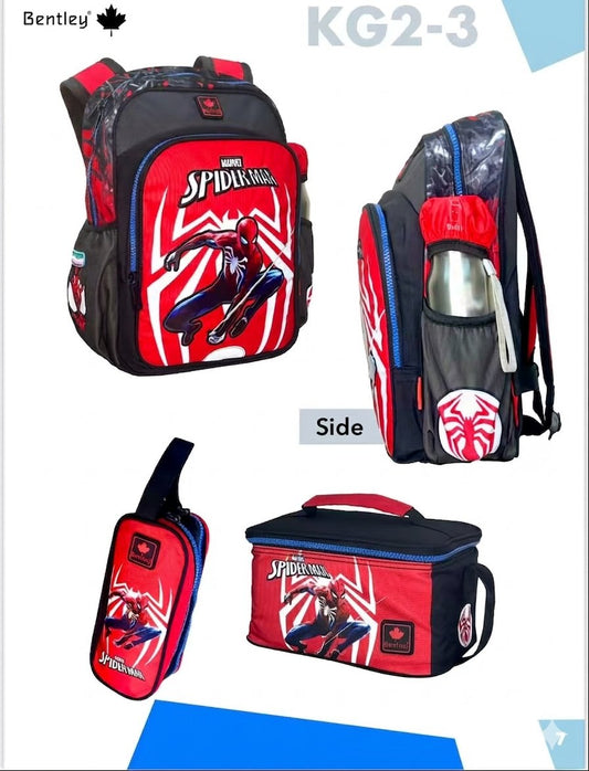 Bentley backpack,Pencil case and lunch bag Spider design good for kids 4-6 years old KG2-3