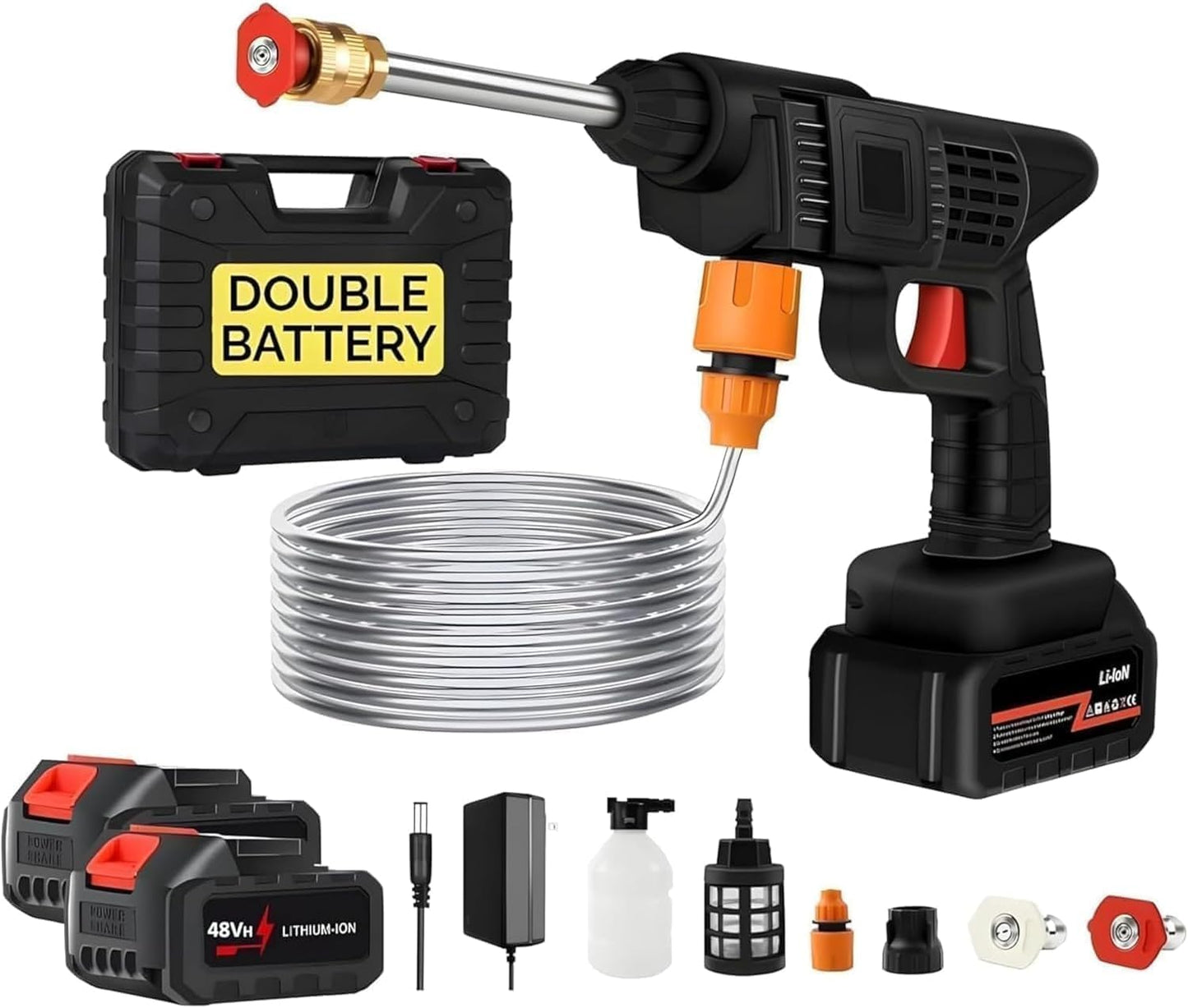 48 V Portable, cordless high-pressure washer gun