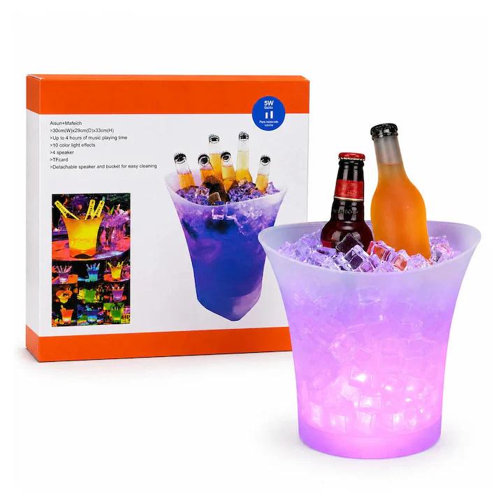 Bluetooth speaker LED lights changing colors 7-Liters. ice bucket