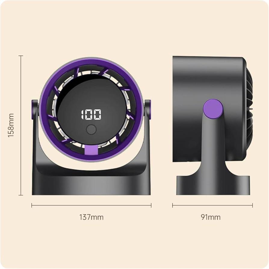 Desk Fan USB,  0-100 Speed limit Adjustment, LED Display, 3/6/9H Timer, 180° Rotatable
